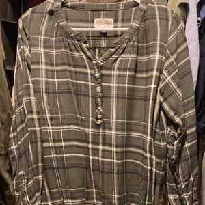 Green Plaid Universal Thread Longsleeve Top